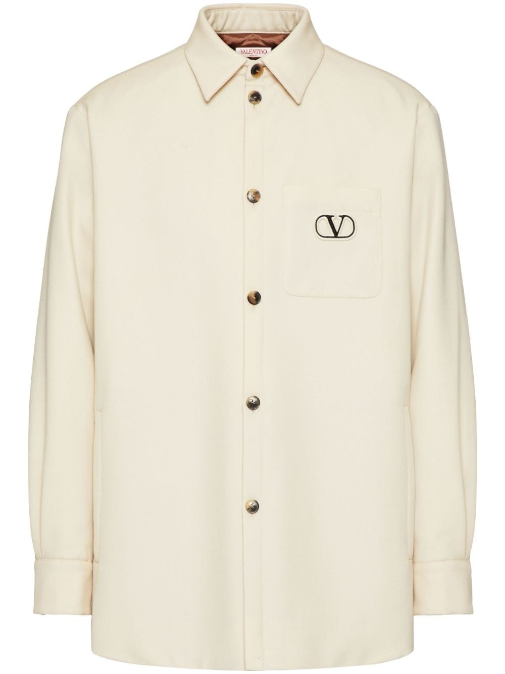 VLogo embroidered shirt jacket - 1