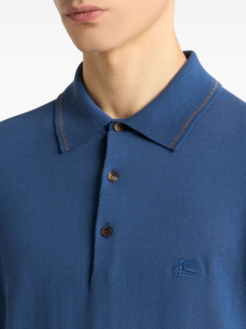 Pegaso-motif cotton polo shirt - 4