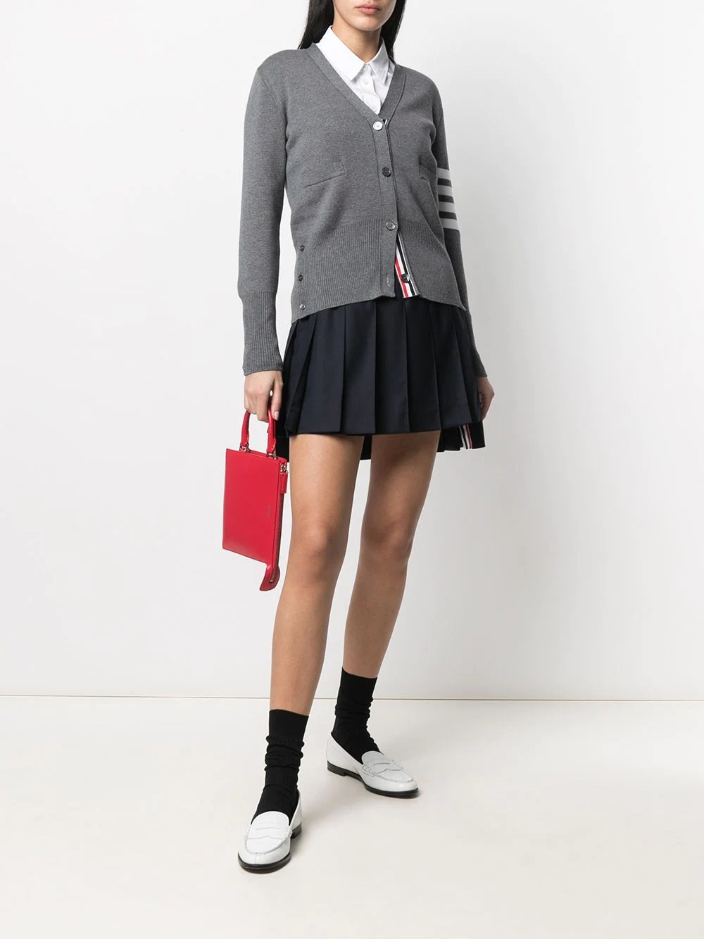 dropped back mini pleated skirt - 2