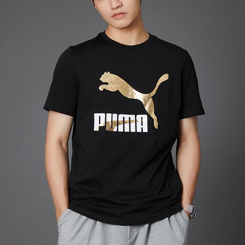 PUMA Classics Logo T-Shirt 'Black Gold' 532280-01 - 3