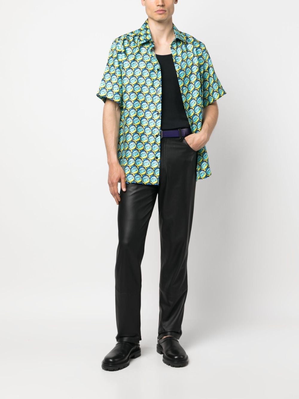 dolphin-print silk shirt - 2