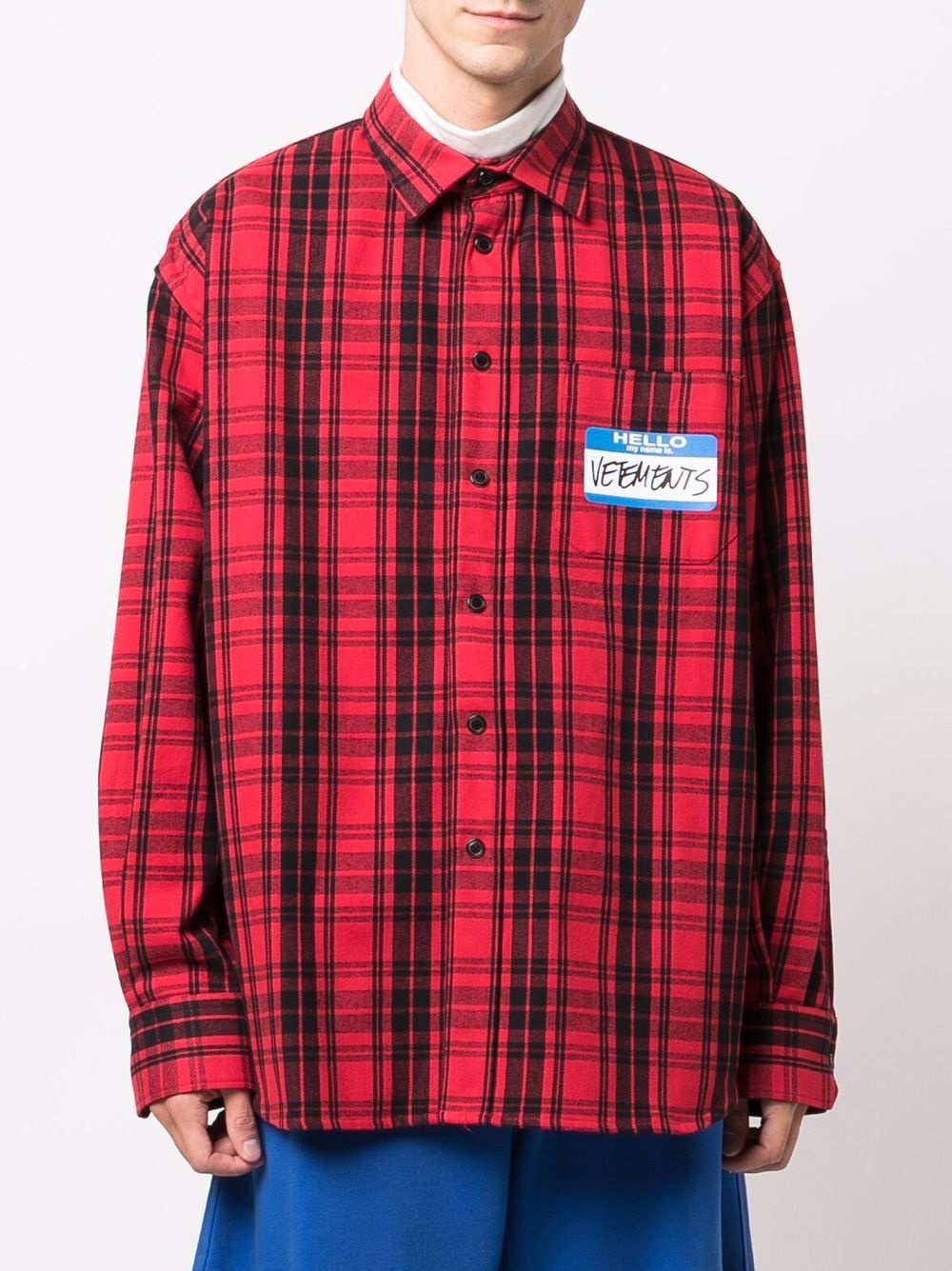 tag print plaid shirt - 4