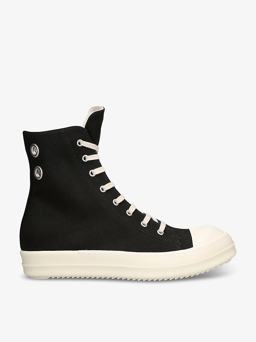 Eyelet-embellished canvas high-top trainers - 1