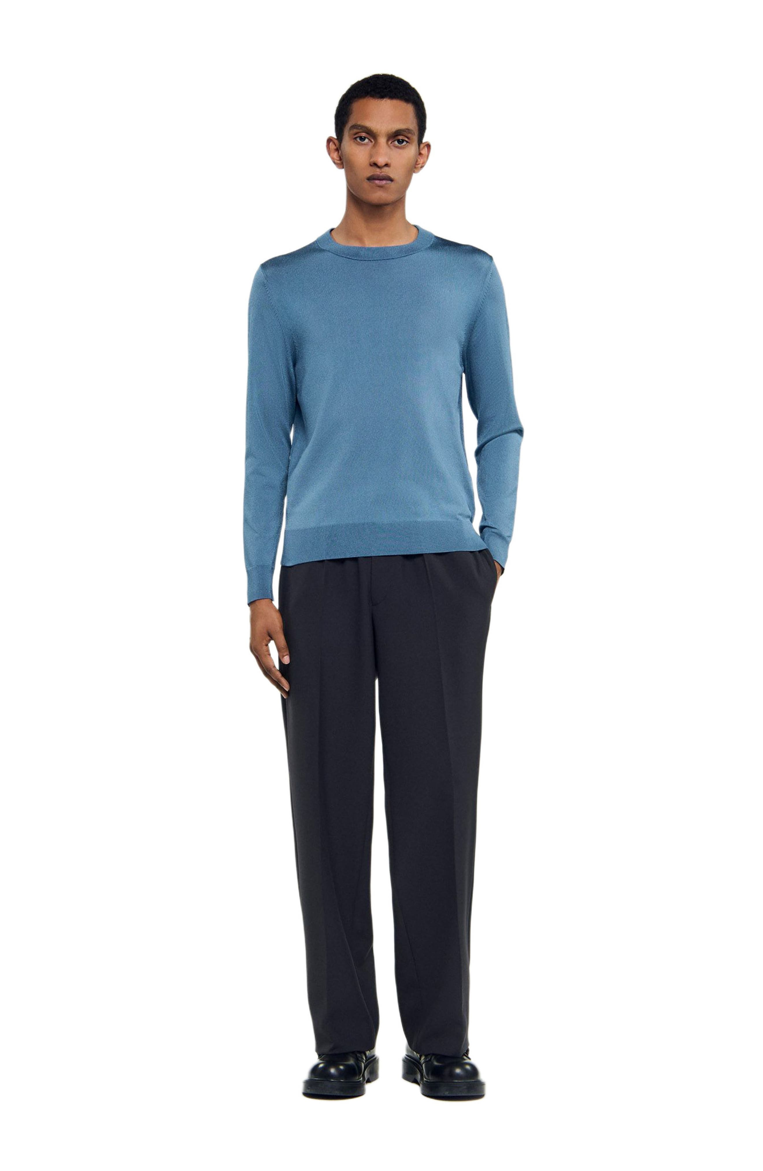 SANDRO Fine knit sweater in Blue Office at Nordstrom - 5
