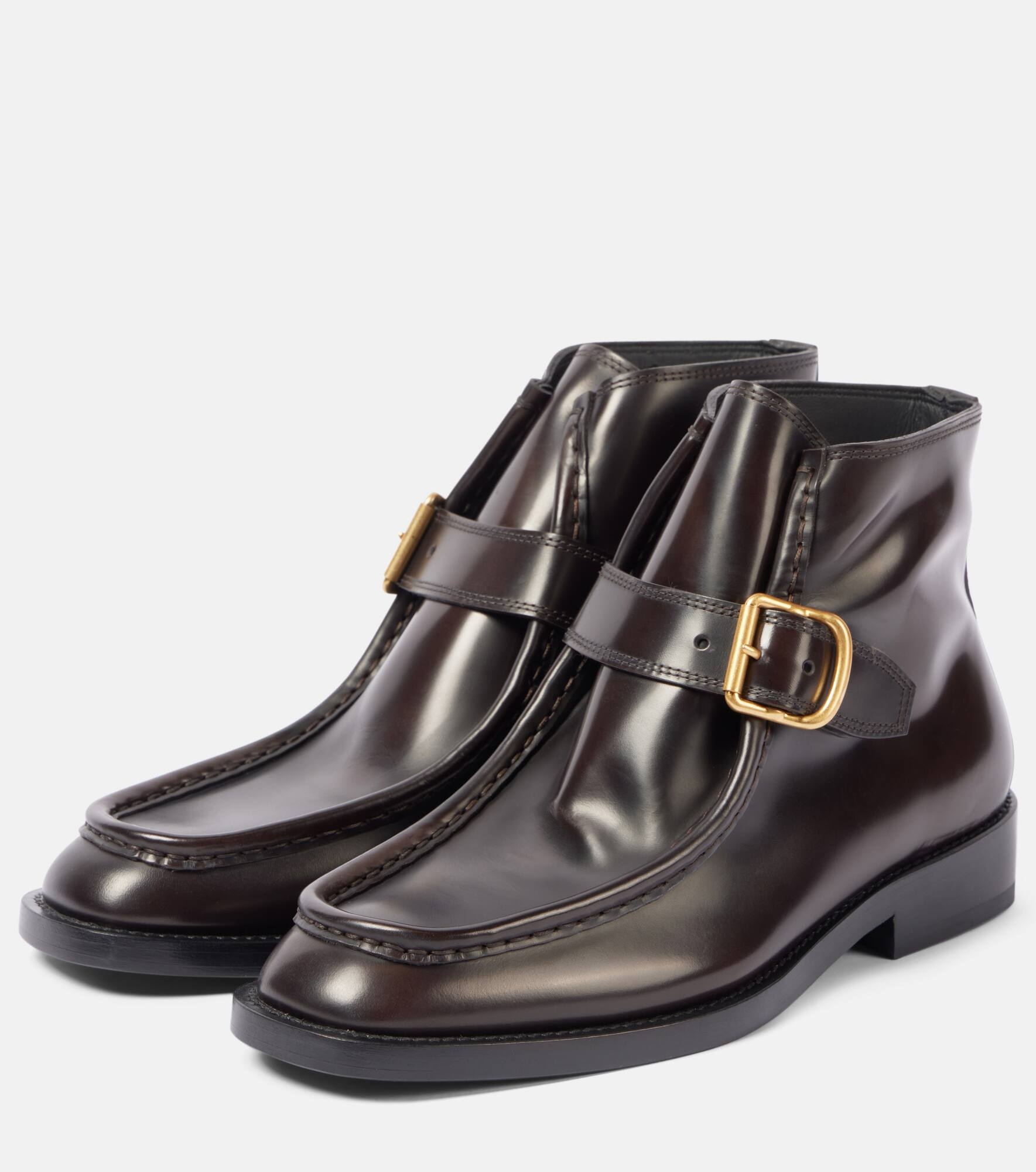 Buckle-detail leather ankle boots - 4