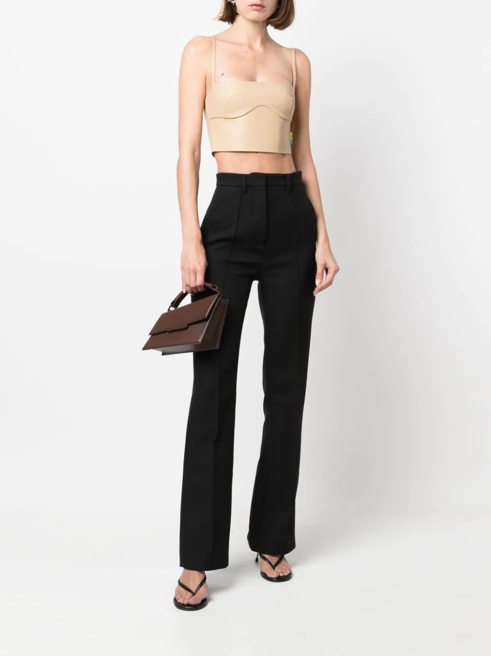 cropped leather bustier top - 2