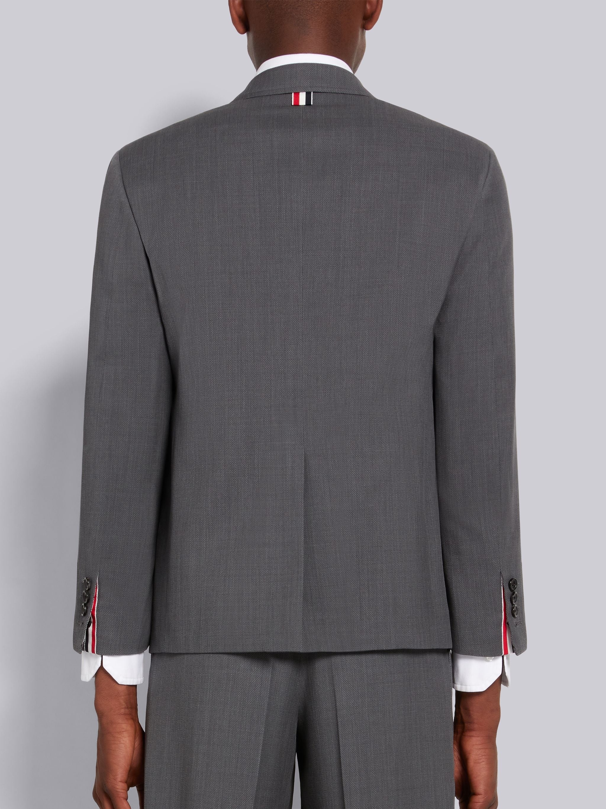 Medium Grey Wool Pique Suiting Single Vent Jacket - 3