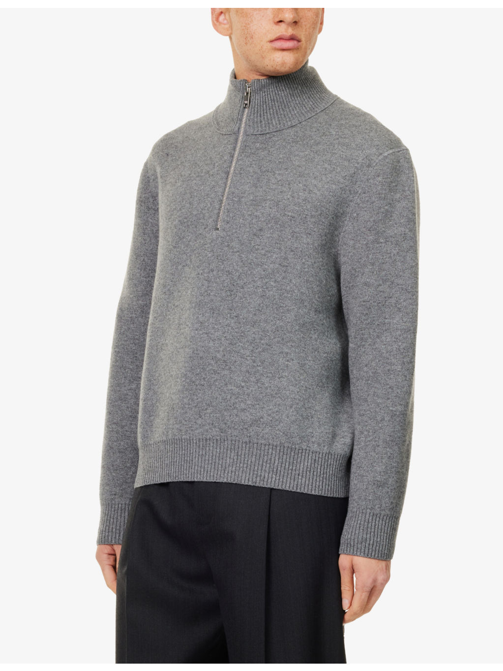 Compact high-neck regular-fit cashmere-blend jumper - 3