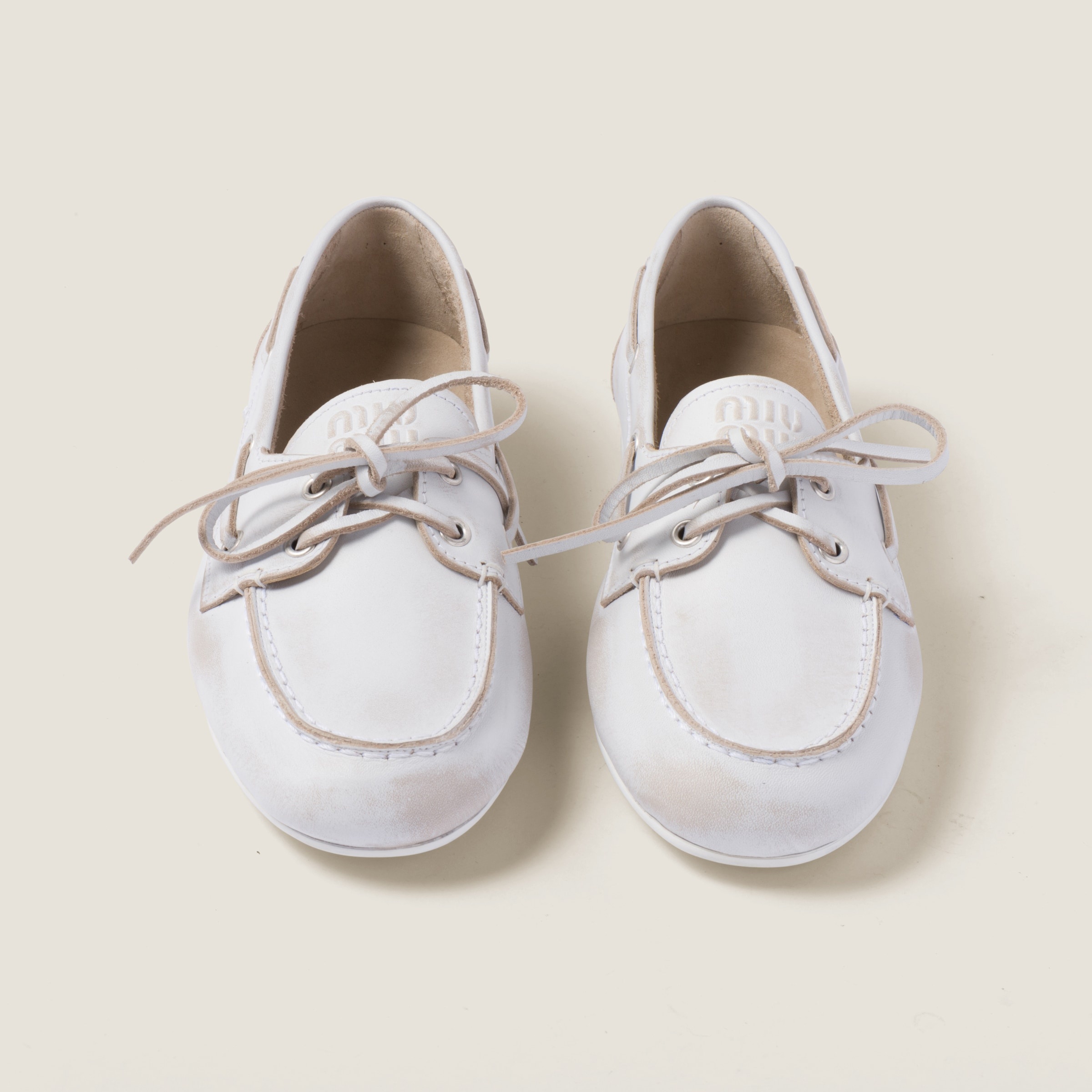 Unlined bleached leather loafers - 4