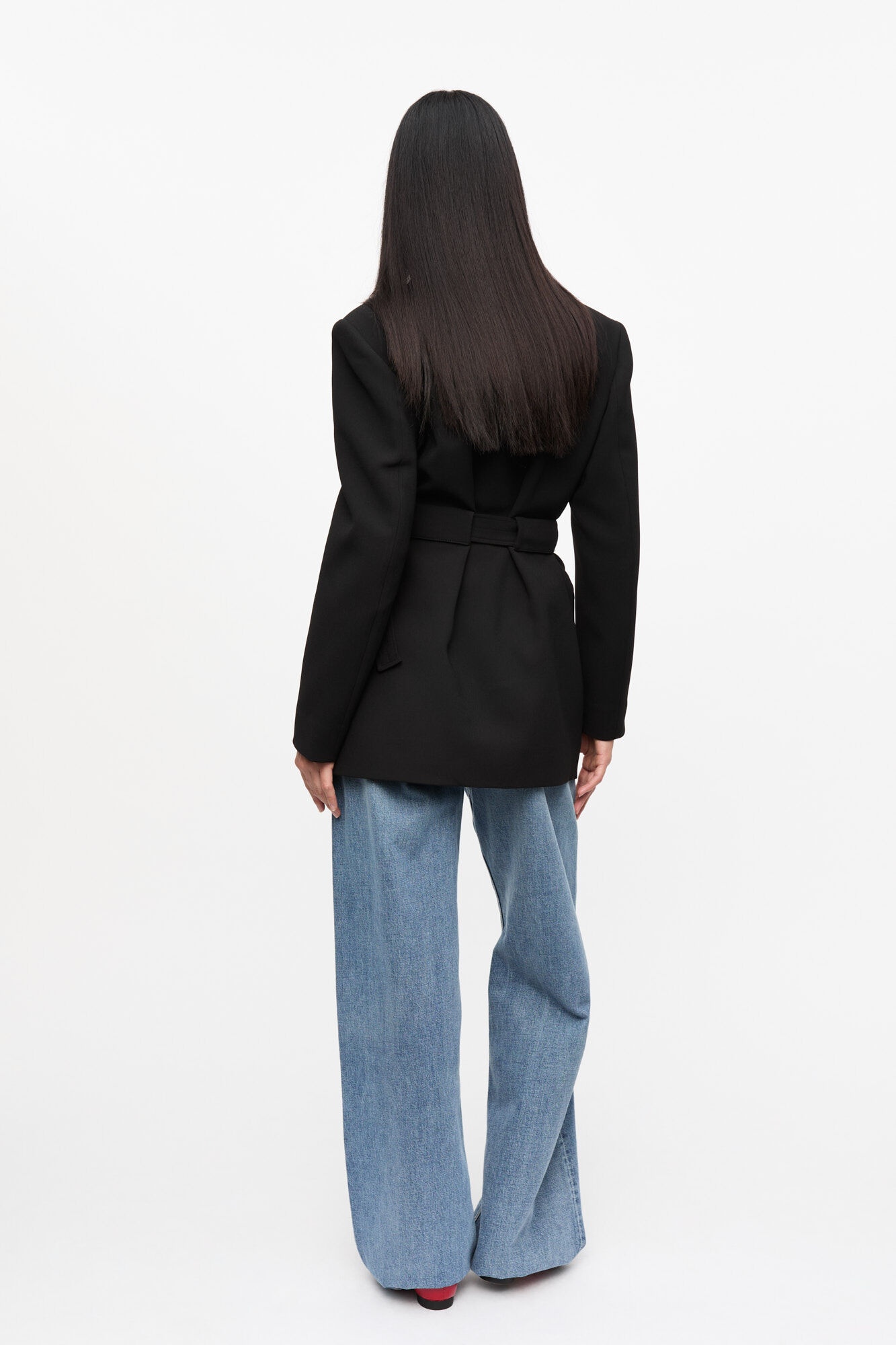 BLACK BONDED CREPE BLAZER - 6