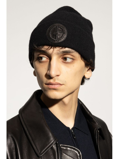 GIORGIO ARMANI logo-patch cashmere-knit beanie outlook