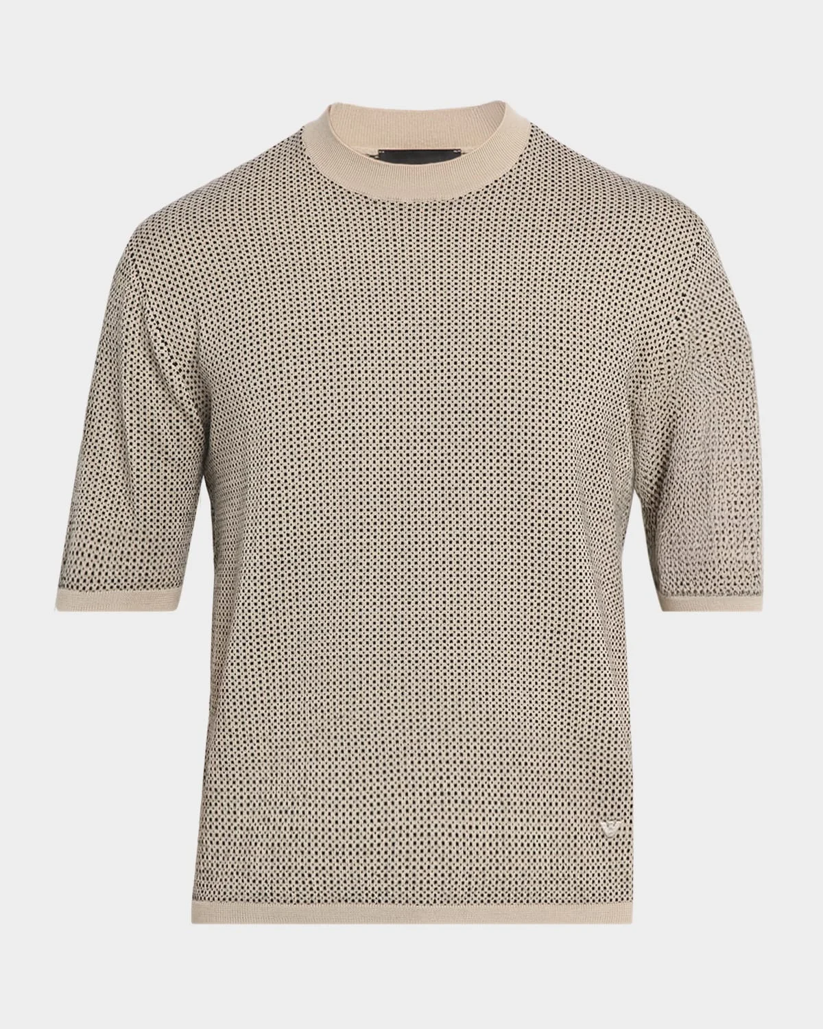 Men's Micro-Dot Knit Short-Sleeve Crewneck Sweater - 1