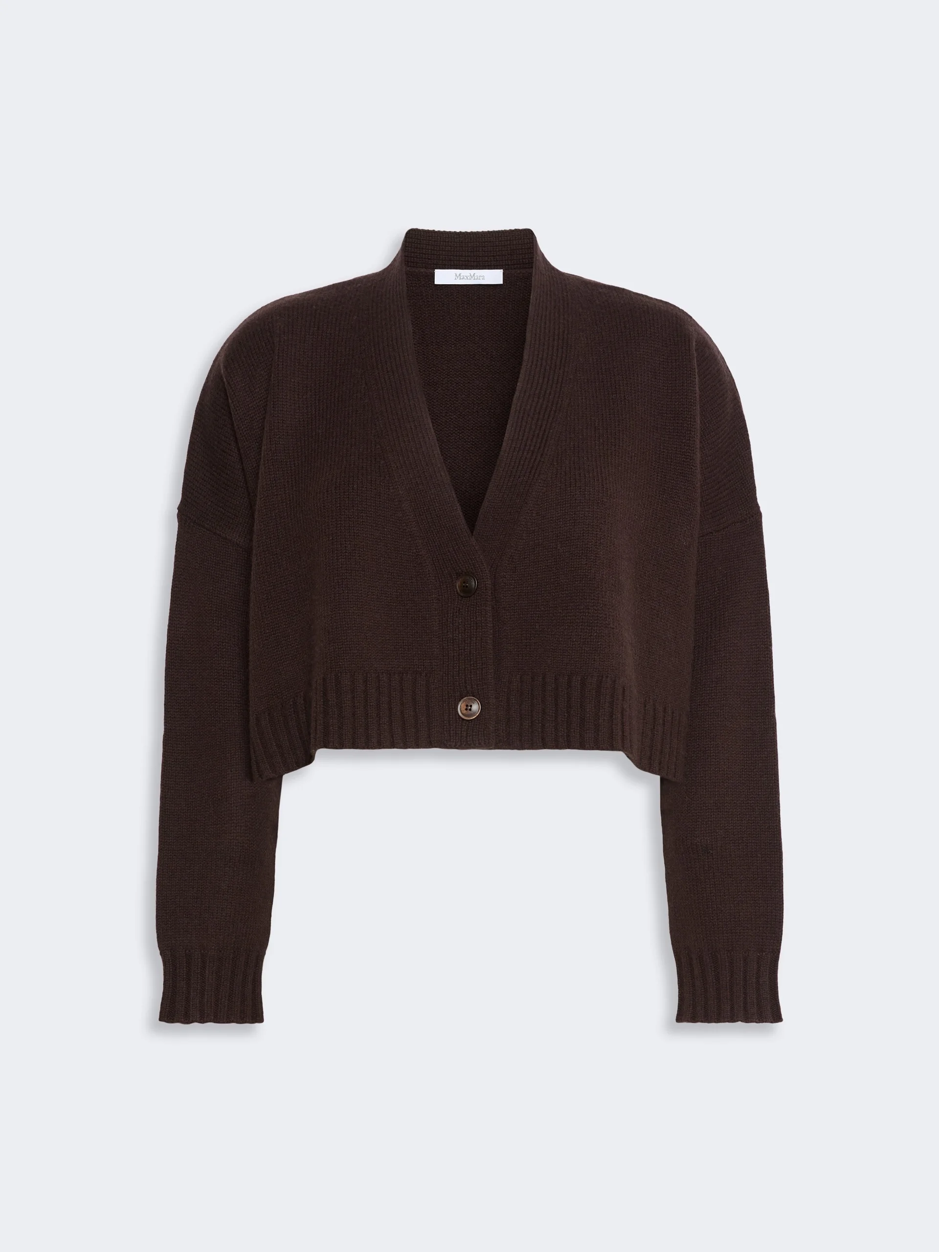 PLATANI Wool and cashmere boxy cardigan - DARK BROWN - 1