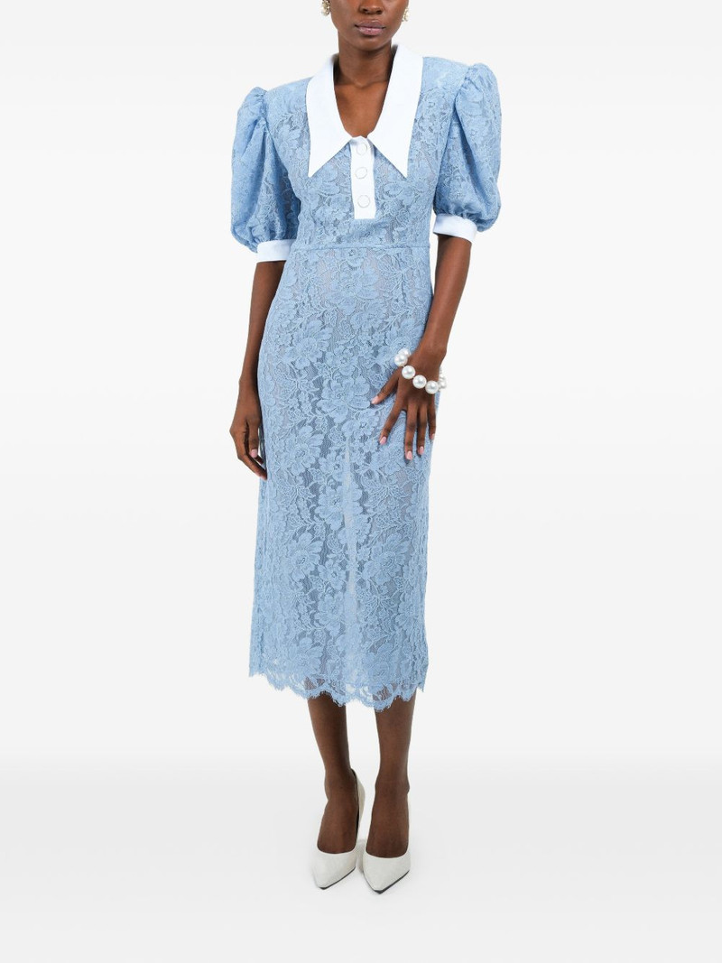 ROWEN ROSE lace polo-collar midi dress outlook