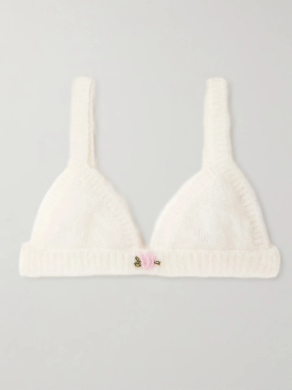 Embroidered Mohair-blend Bralette - 1
