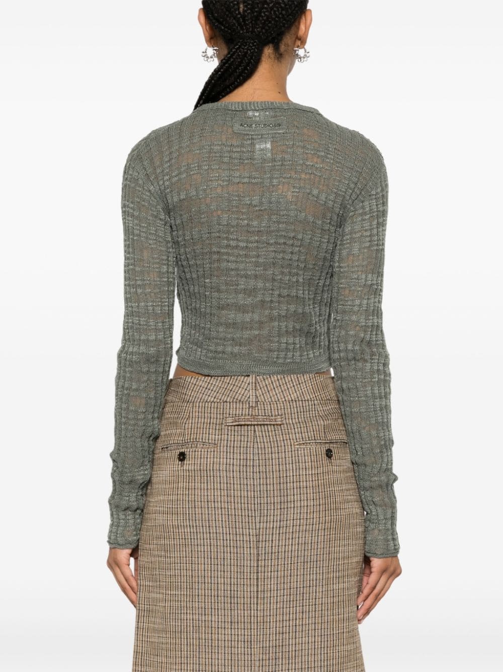 ribbed semi-sheer cardigan - 4