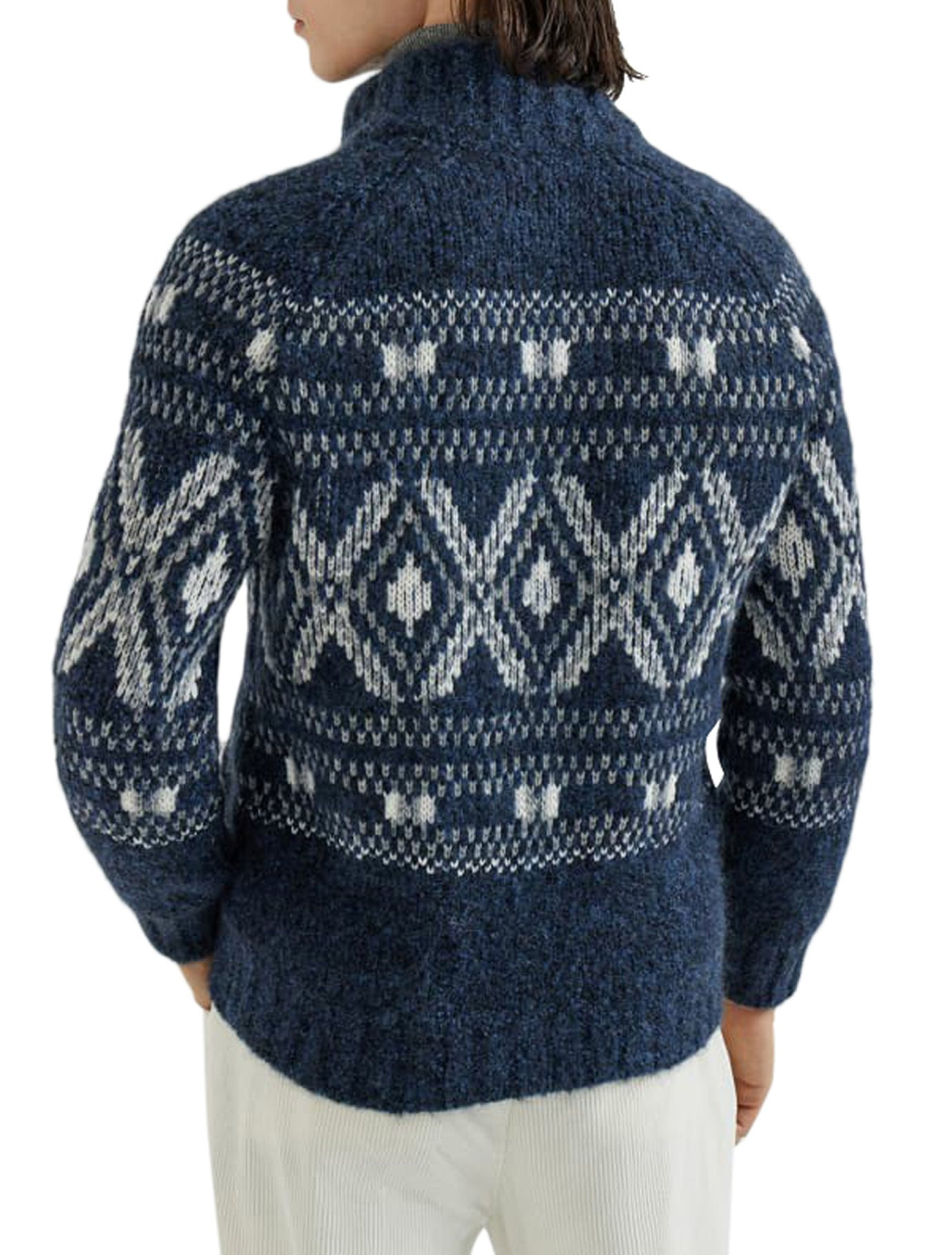 GEOMETRIC JACQUARD CARDIGAN IN WOOL AND CASHMERE - 3