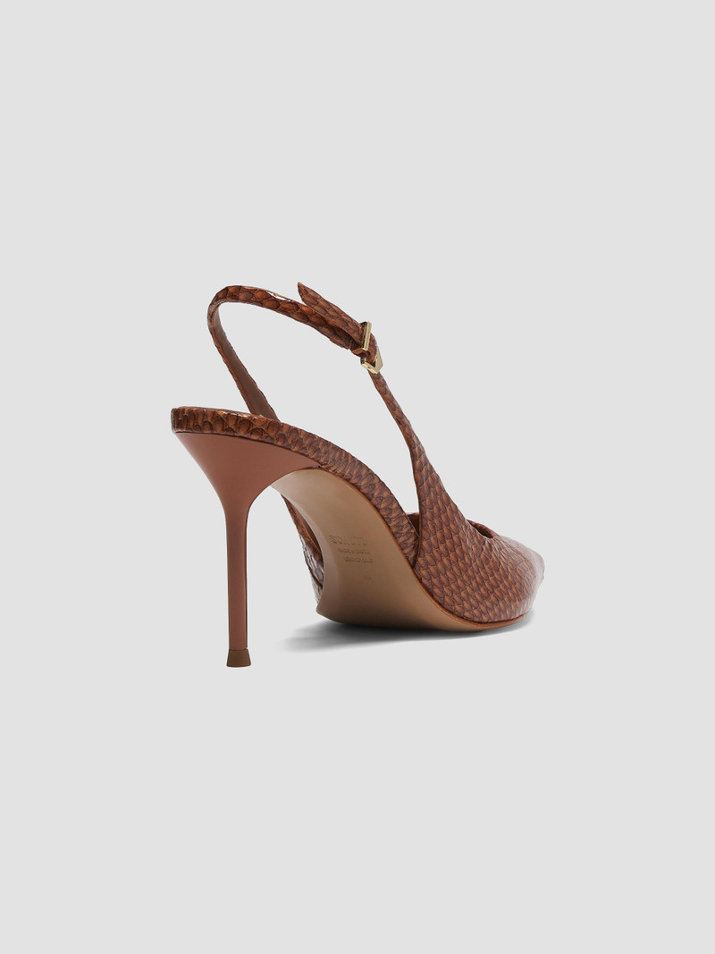 Women's Paola 90MM Snake-Embossed Leather Slingback Pumps - Miele 3