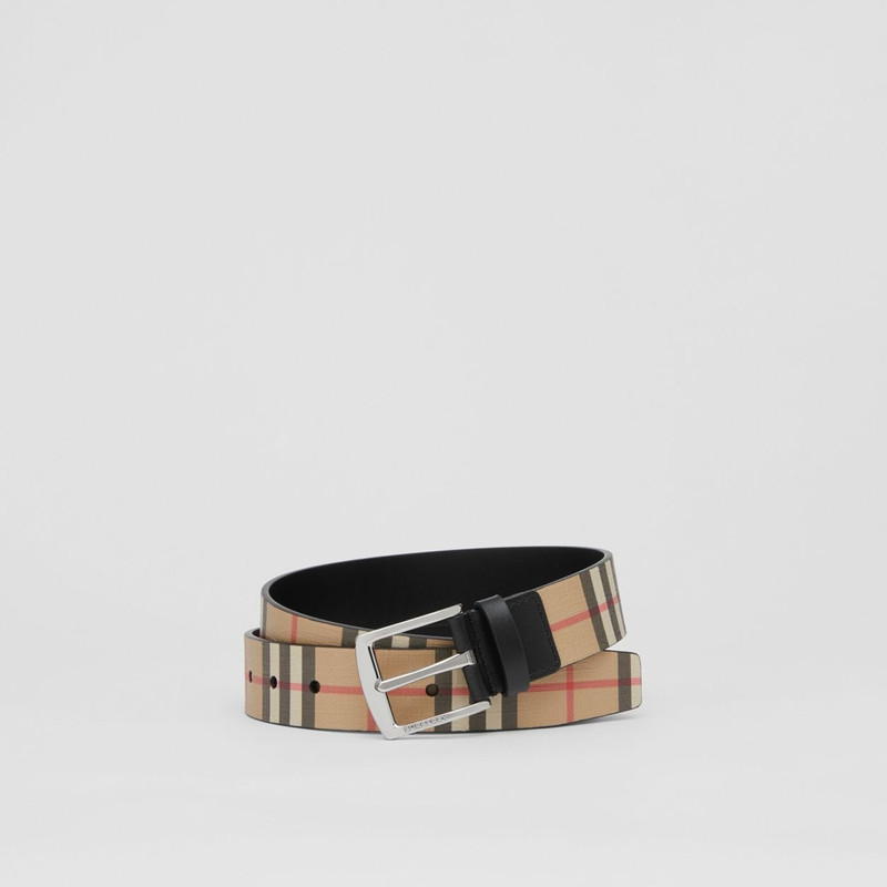 Vintage Check E-canvas and Leather Belt 1