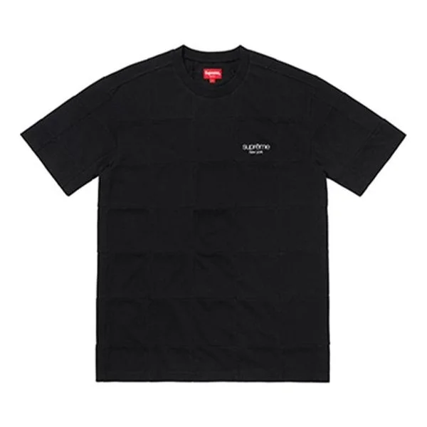 Supreme FW18 Patchwork Pique Tee Black Splicing Short Sleeve Unisex SUP-FW18-108 - 1