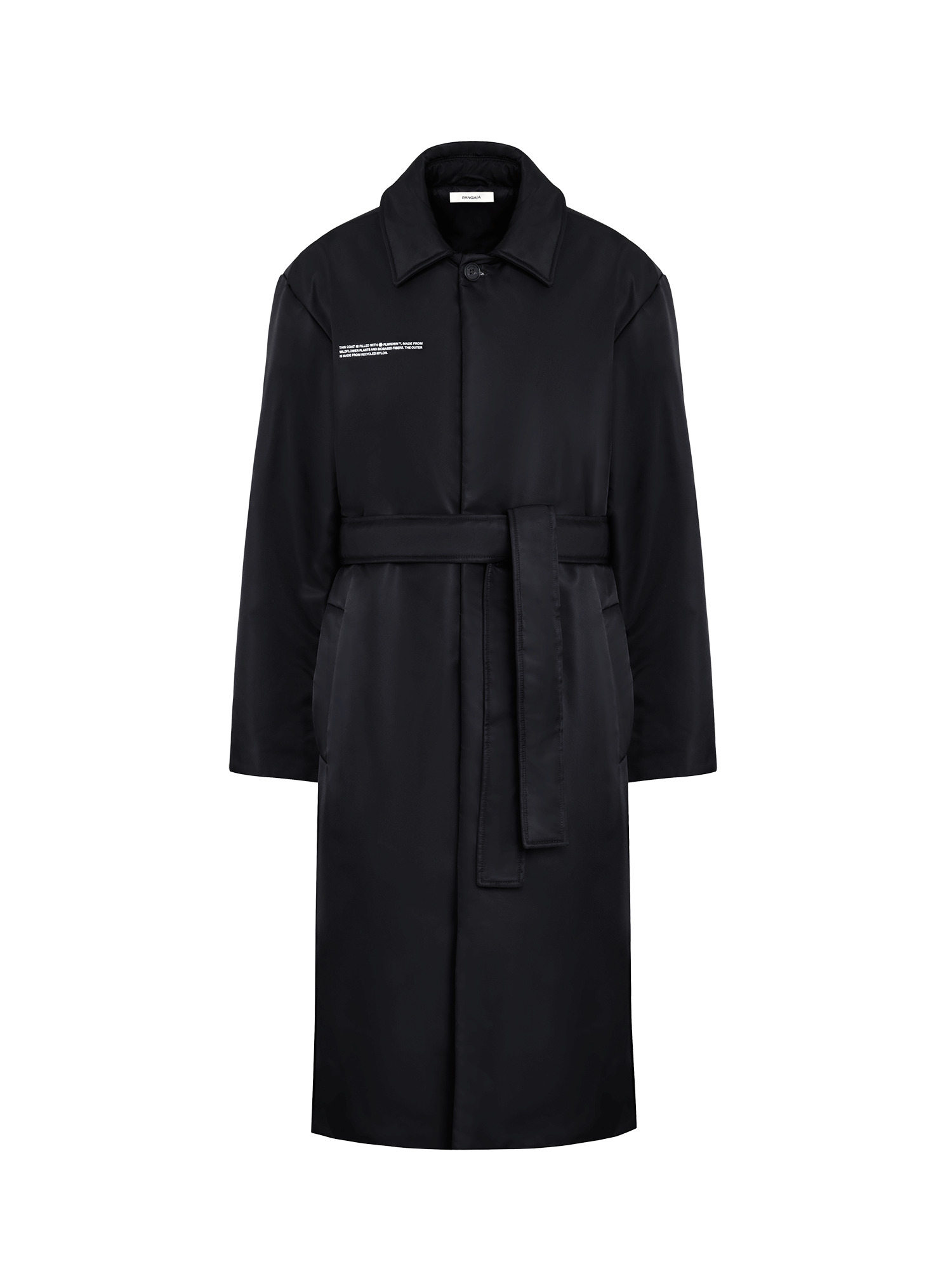 Womens Flower-Warmth Trench Coat - Black - 1