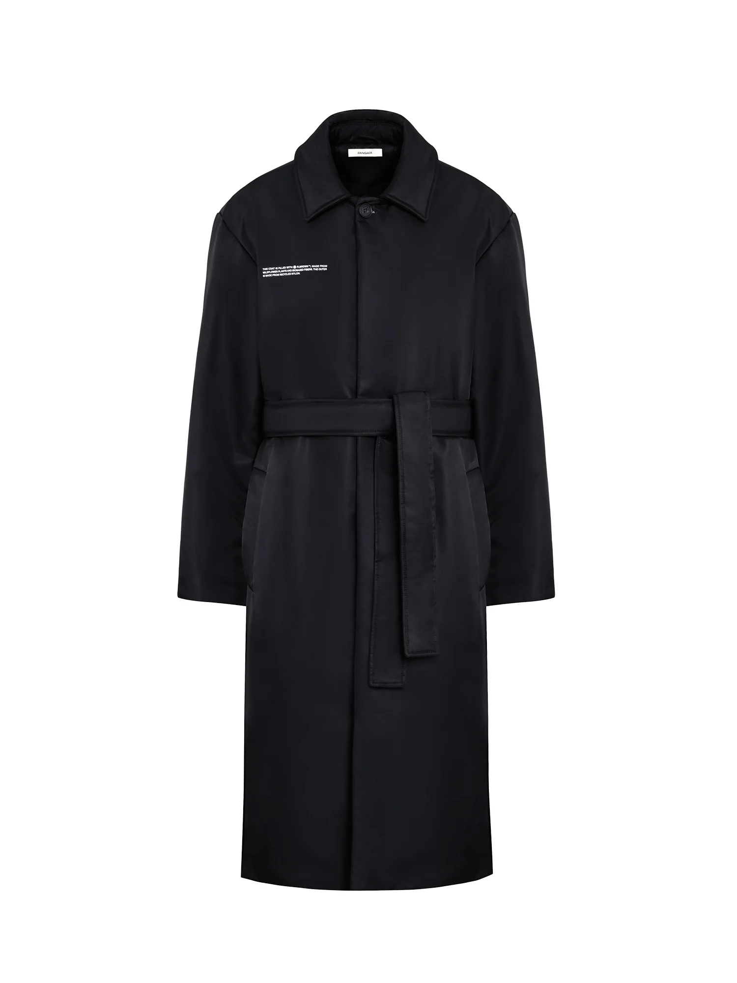 Womens Flower-Warmth Trench Coat - Black - 1