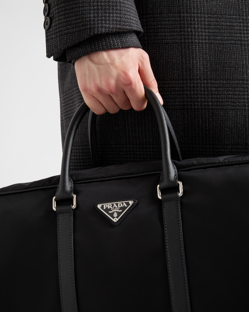 Re-Nylon and Saffiano leather duffel bag 8