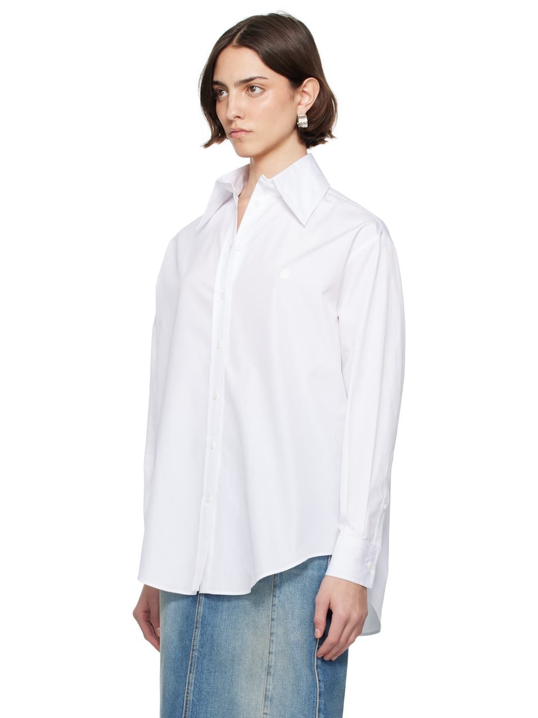 White Embroidered Skull Shirt - 4