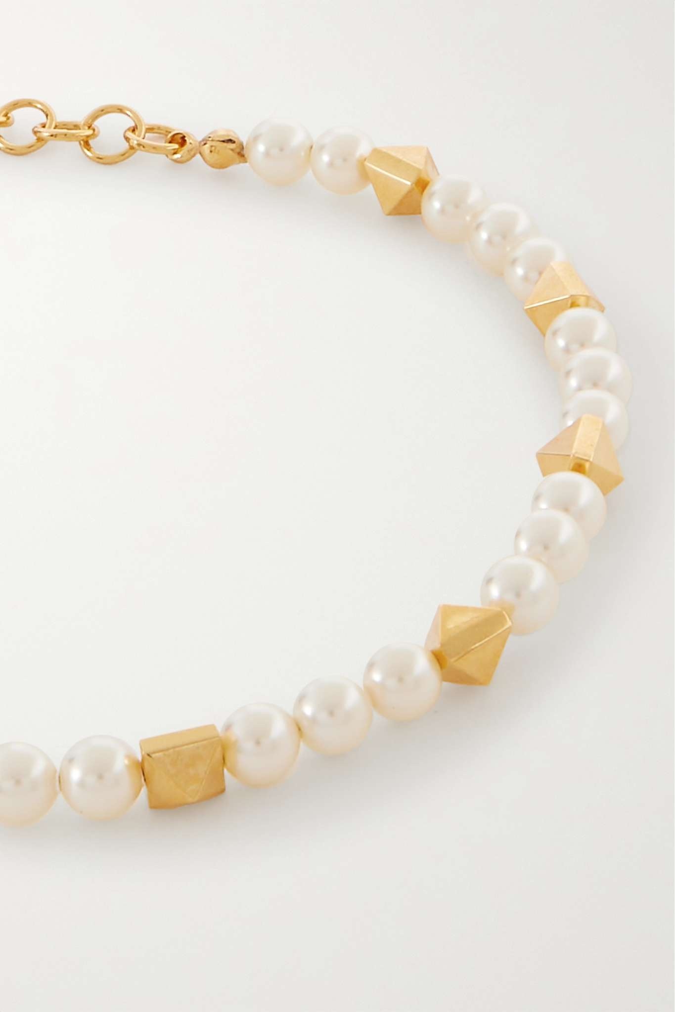 Rockstud gold-tone faux pearl bracelet - 4