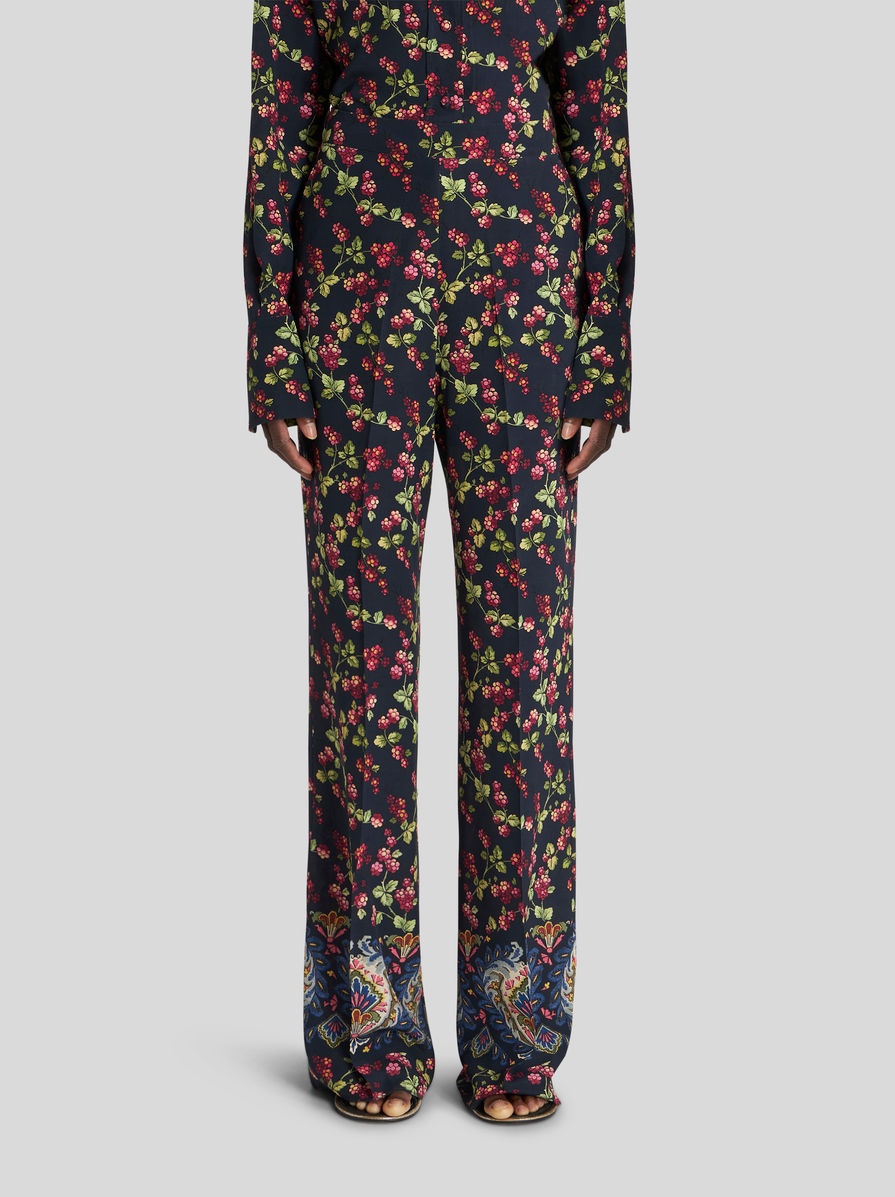 PALAZZO TROUSERS WITH BERRY PRINT - 2