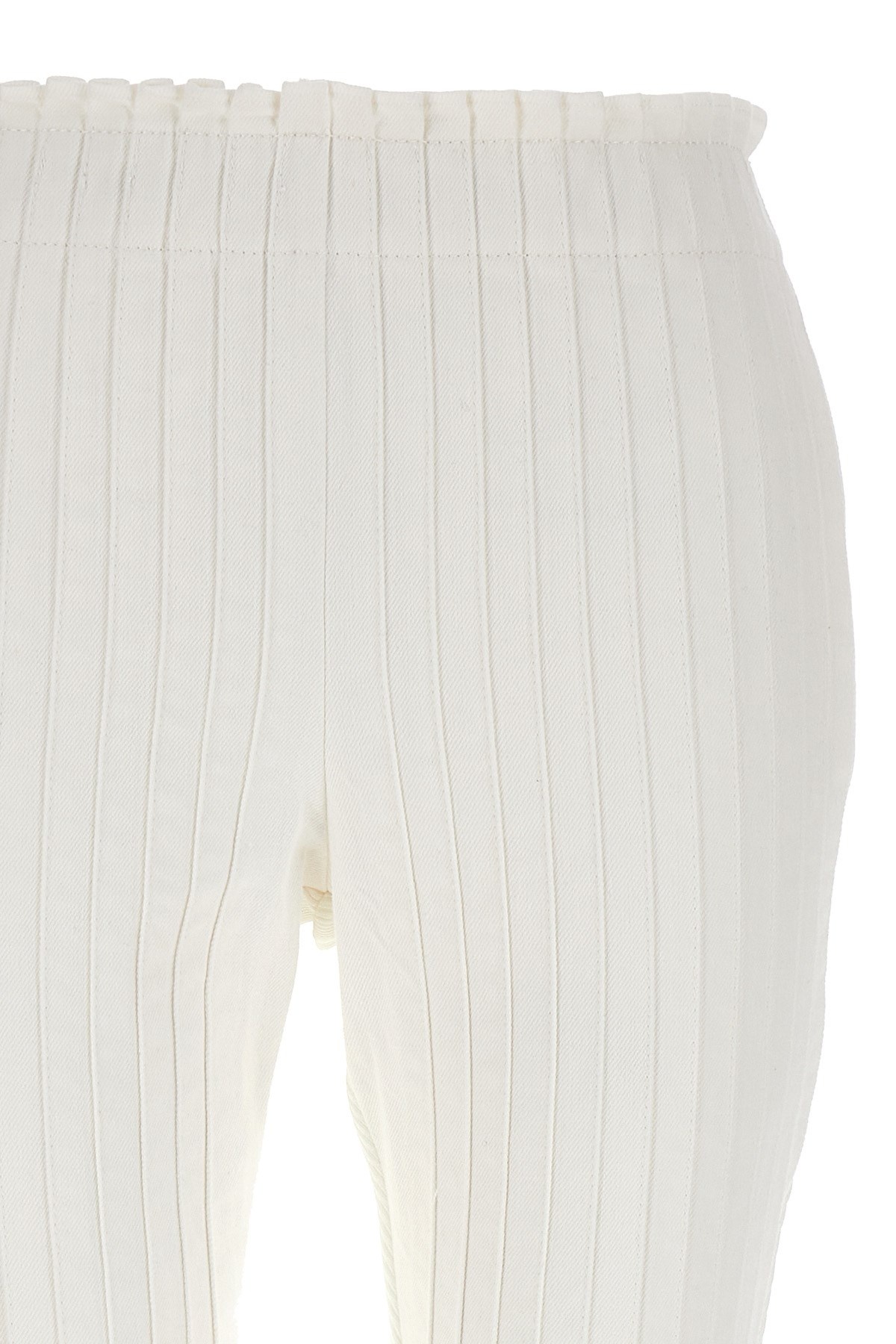 Pleated flared-leg mid-rise cotton trousers - 5