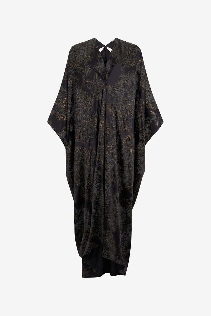 Ornamental Black silk kaftan 1