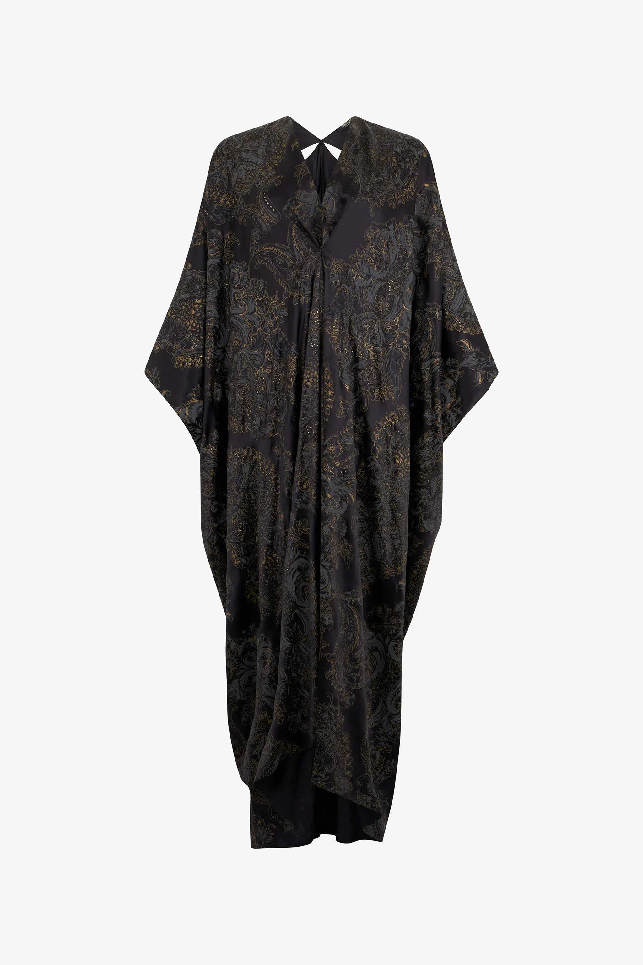 Ornamental Black silk kaftan - 1