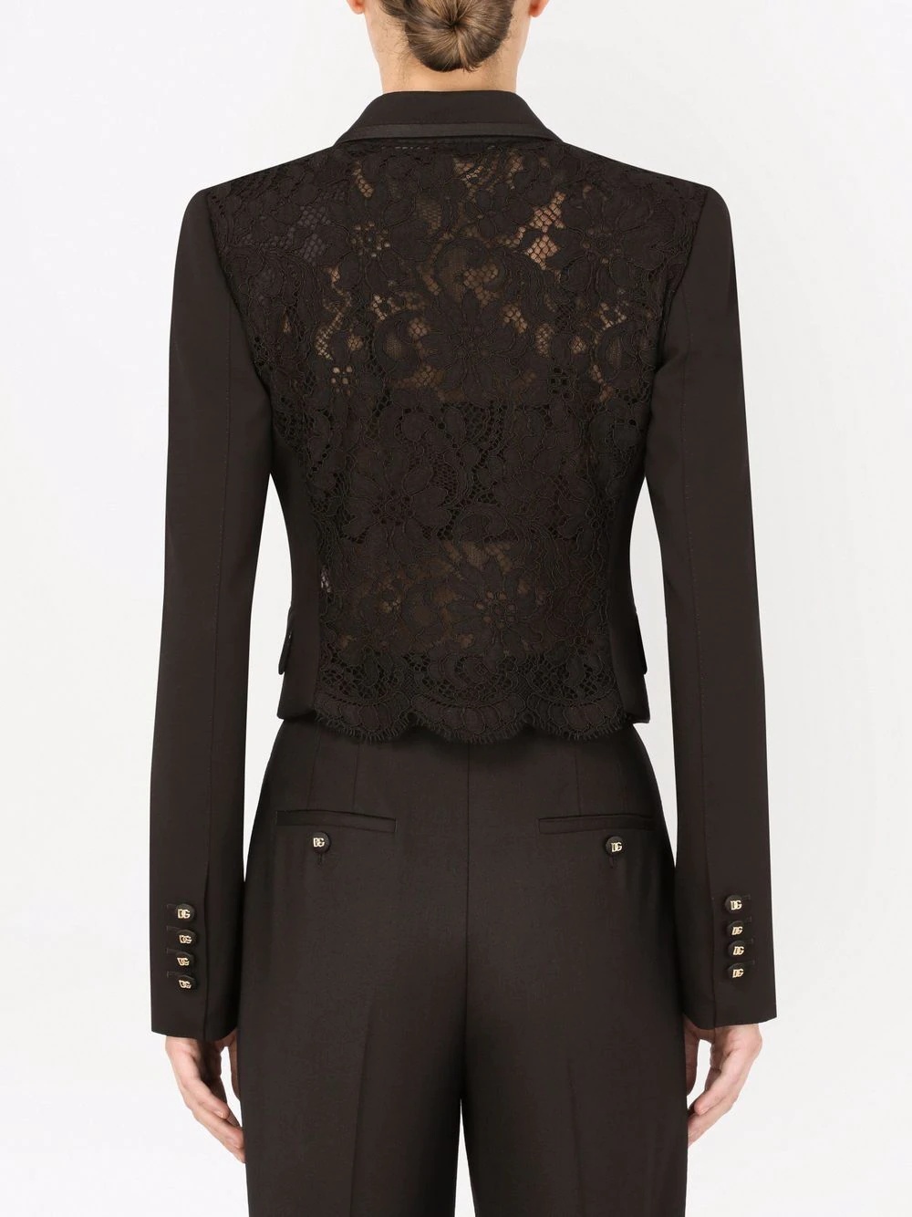 lace panel blazer - 4