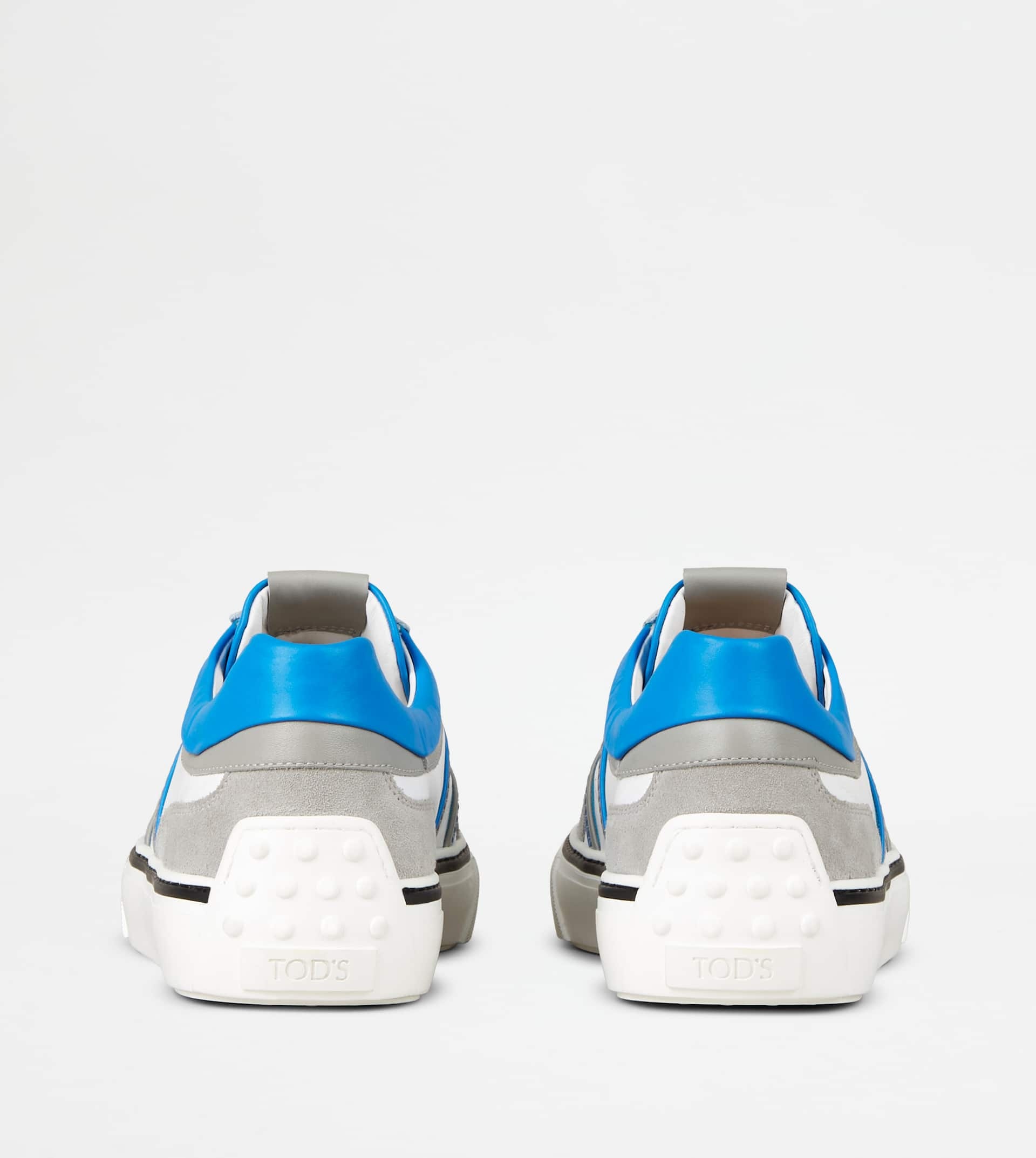 SNEAKERS IN LEATHER - GREY, WHITE, LIGHT BLUE - 3