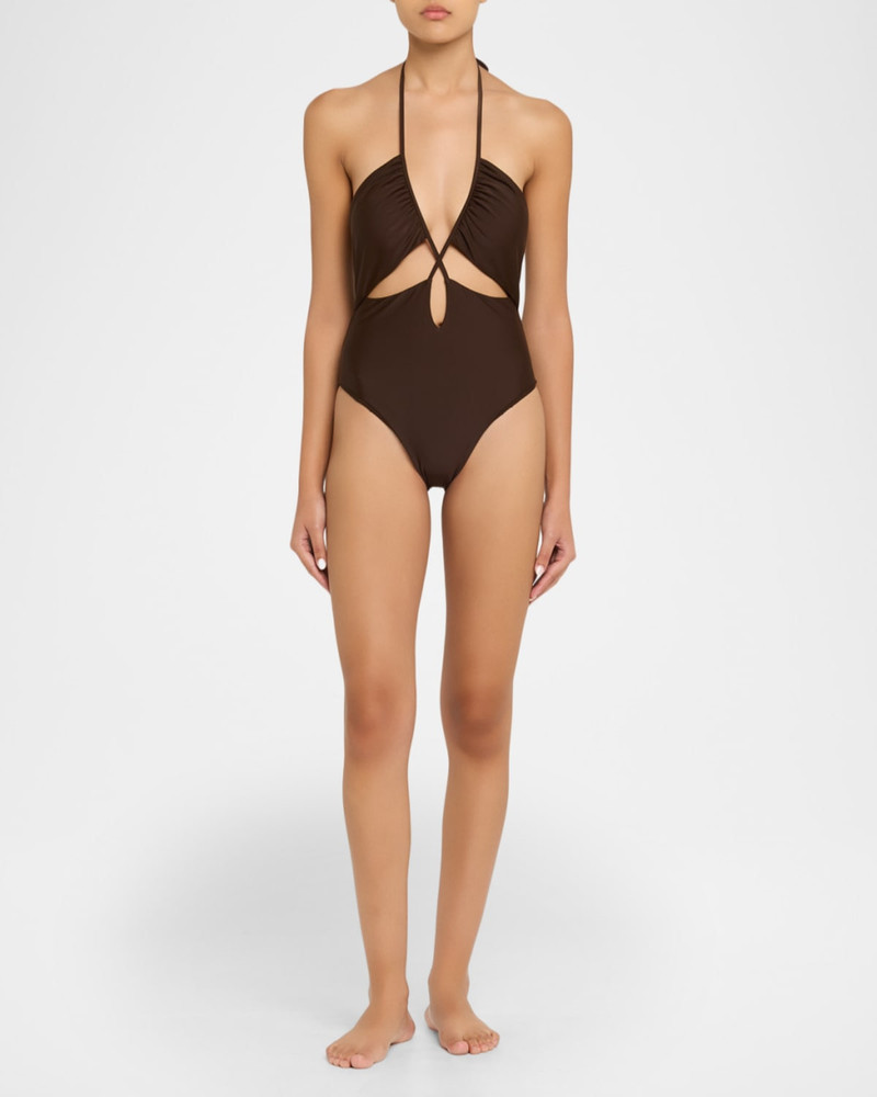 RAMY BROOK Nia Cutout Halter One-Piece Swimsuit outlook