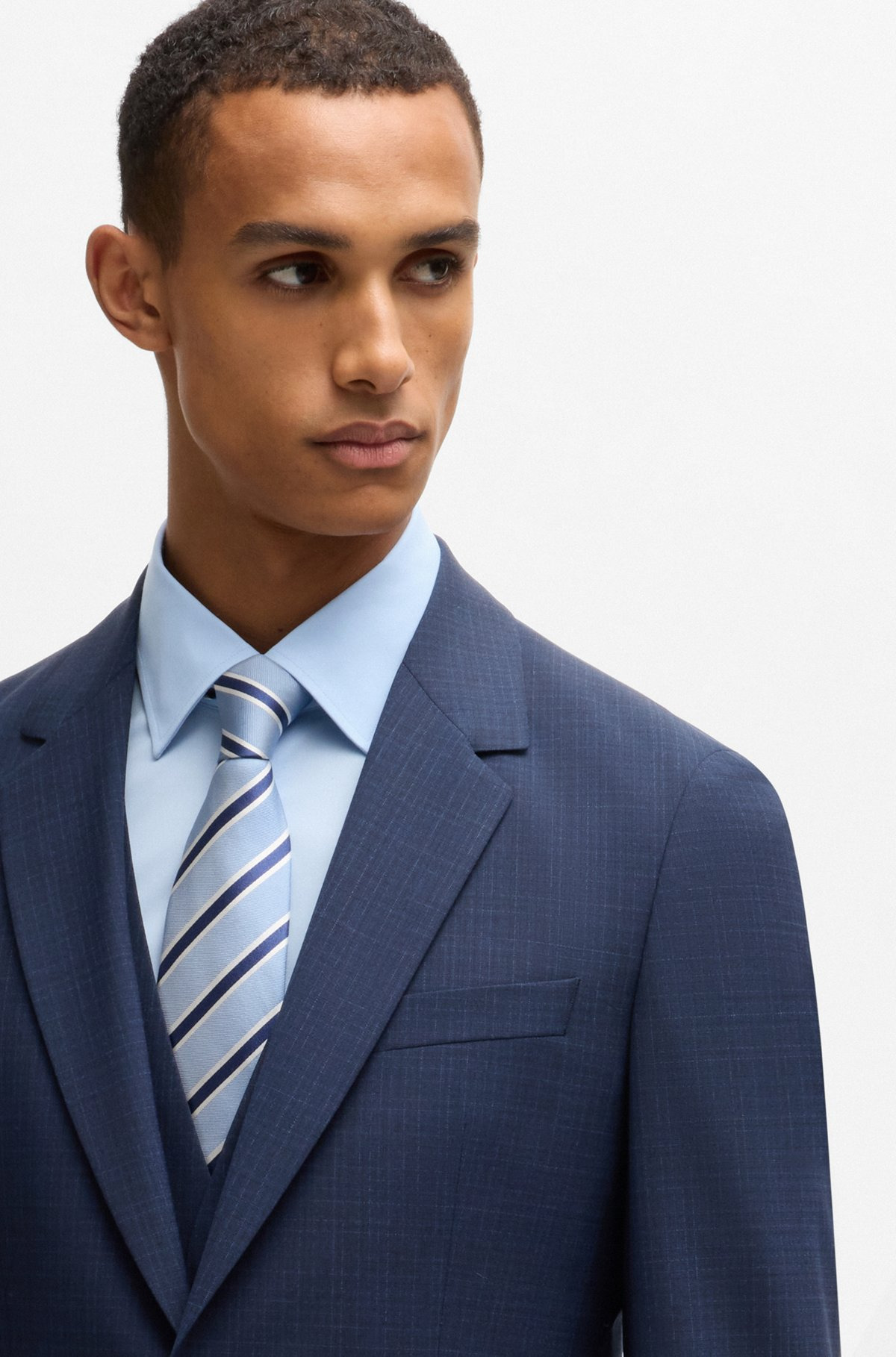 SLIM-FIT THREE-PIECE SUIT IN CHECKED STRETCH CLOTH - 4