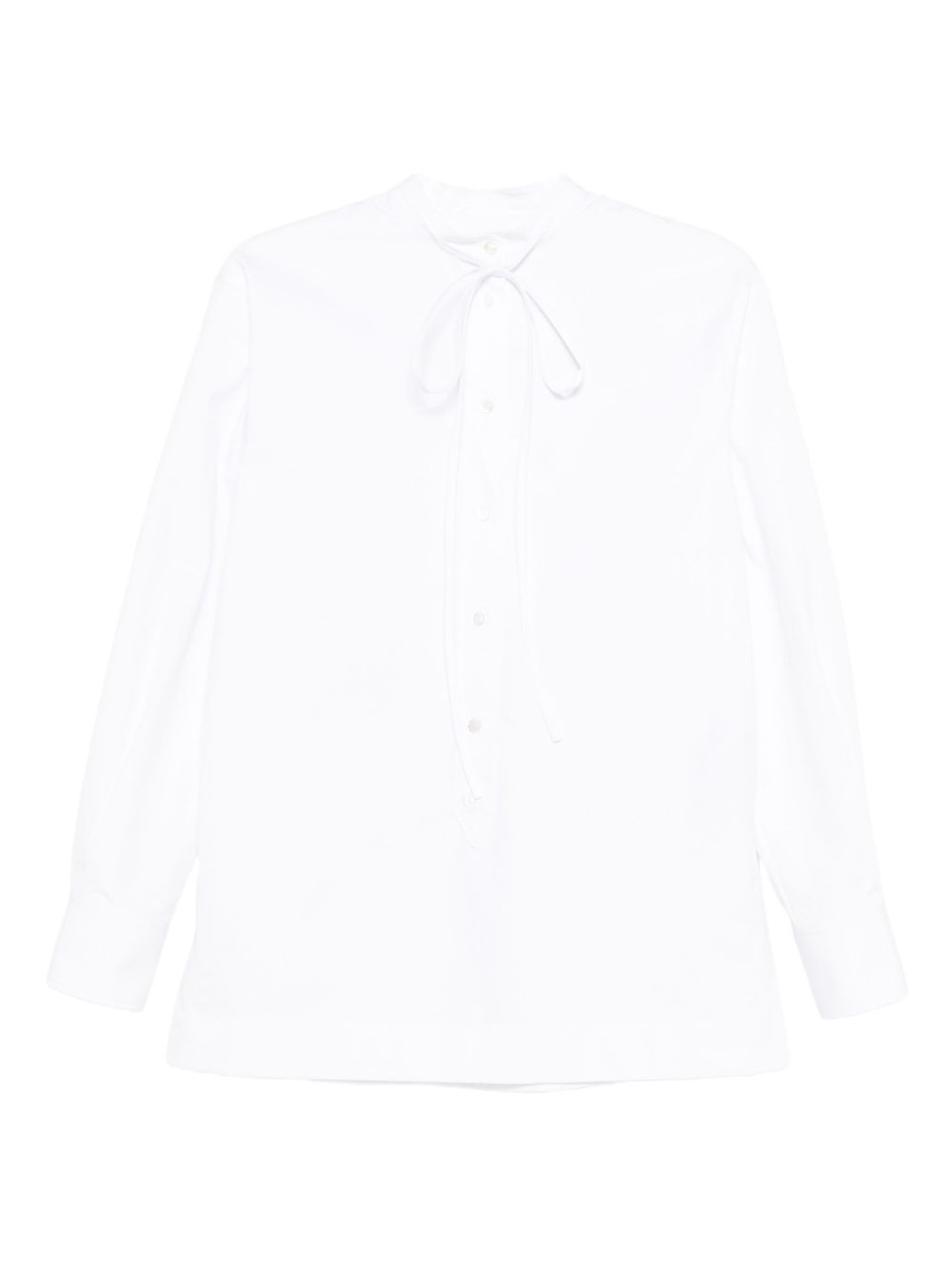 neck-tie long-sleeve top - 1