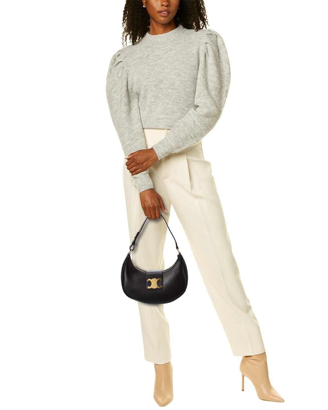 CELINE Ava Triomphe Medium Leather Shoulder Bag - 4