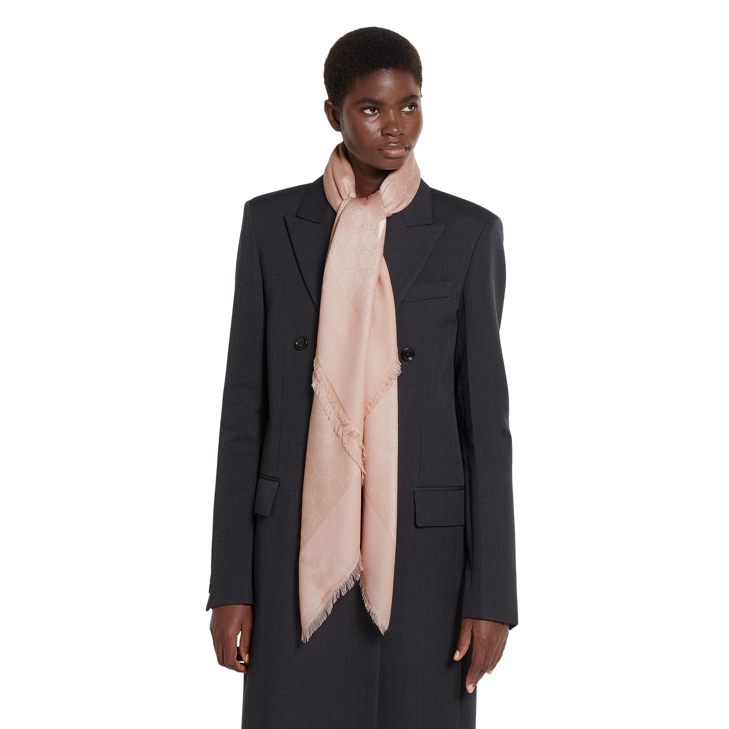 GG cotton silk jacquard shawl - 5