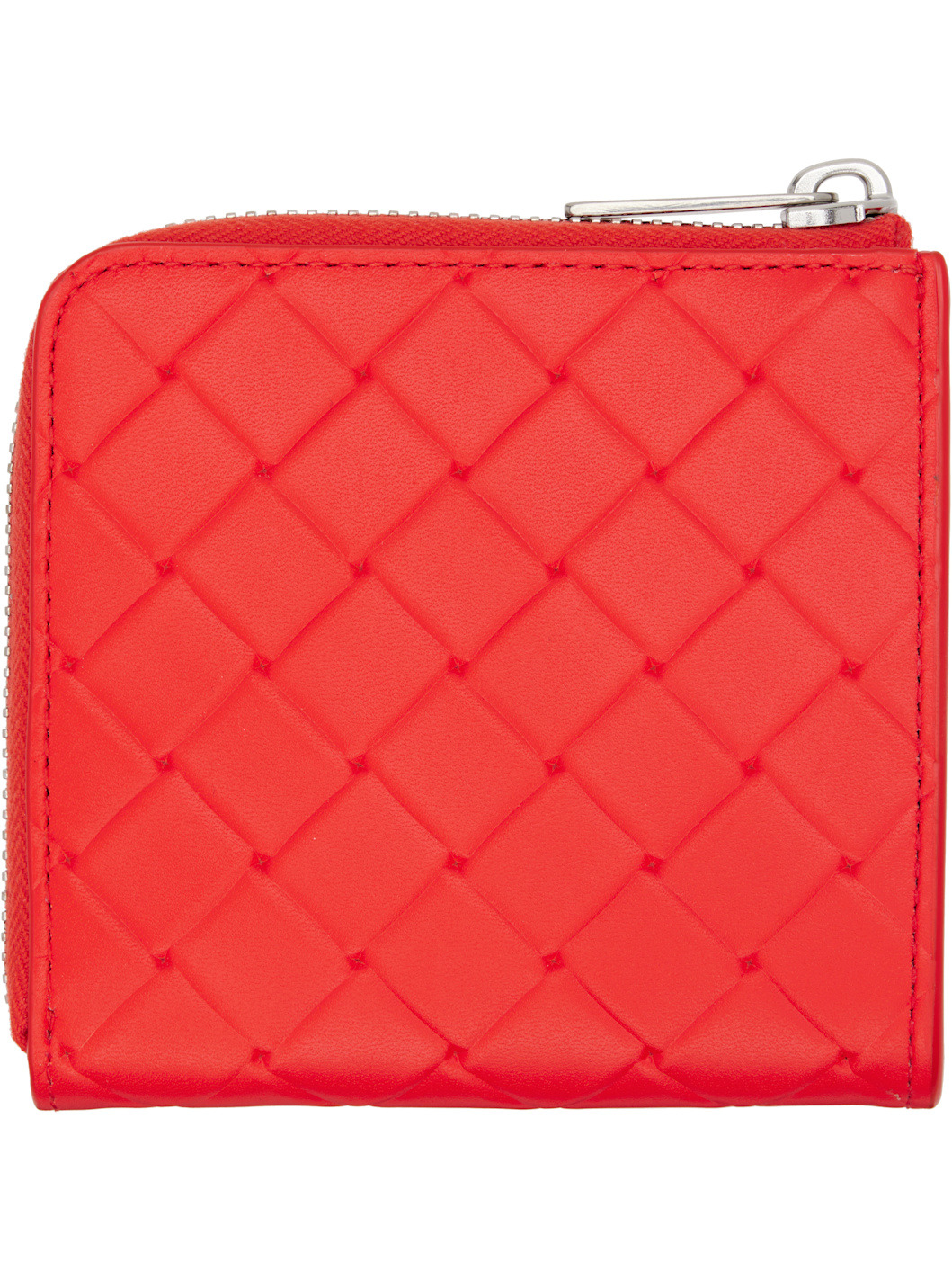 Orange Intrecciato Stamp Square Zip Around Wallet - 2