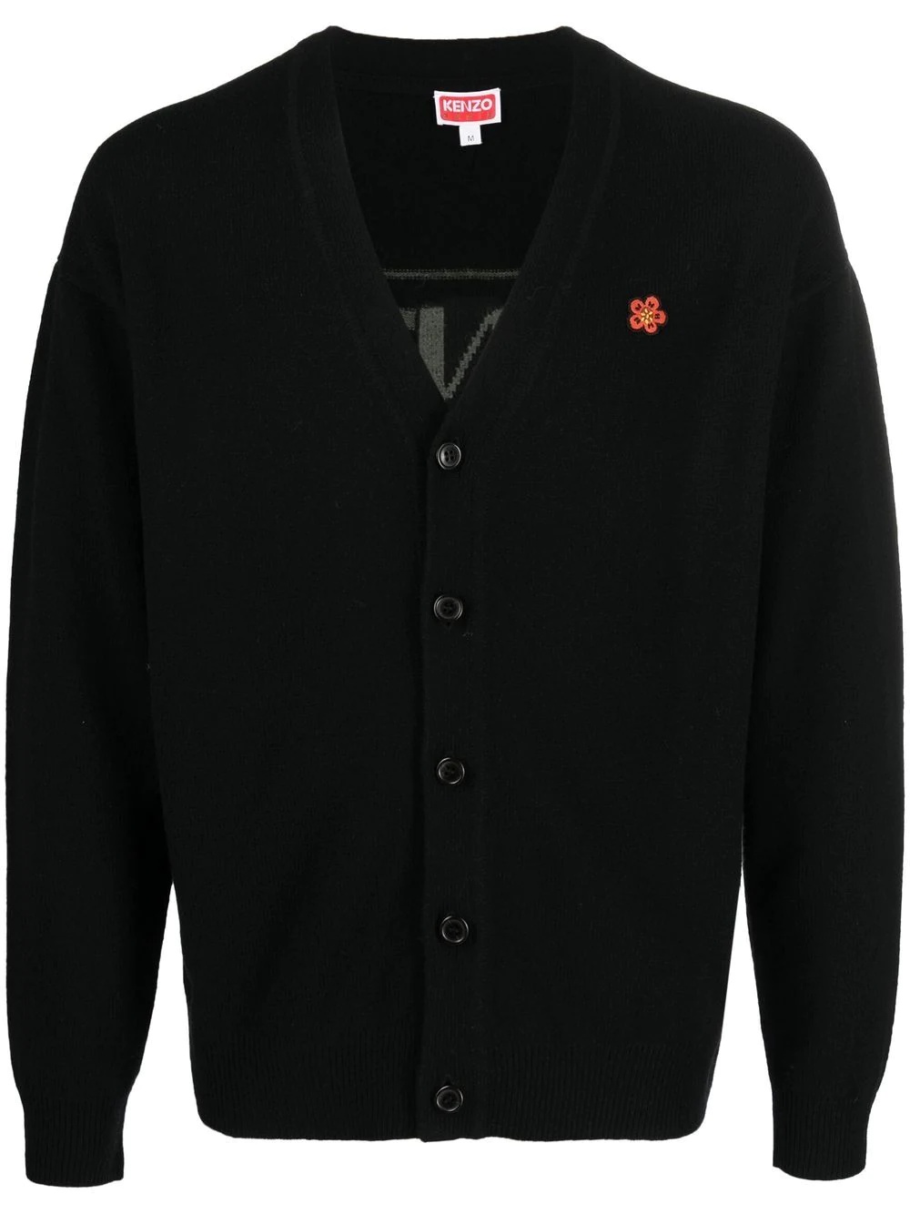 patch-detail wool cardigan - 1