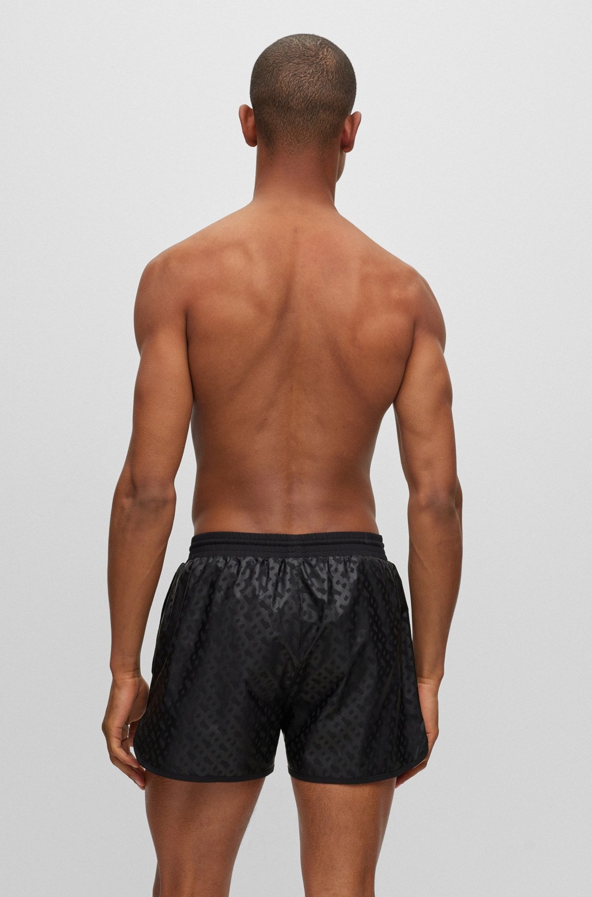 MONOGRAM-PRINT SWIM SHORTS IN QUICK-DRYING FABRIC - 4