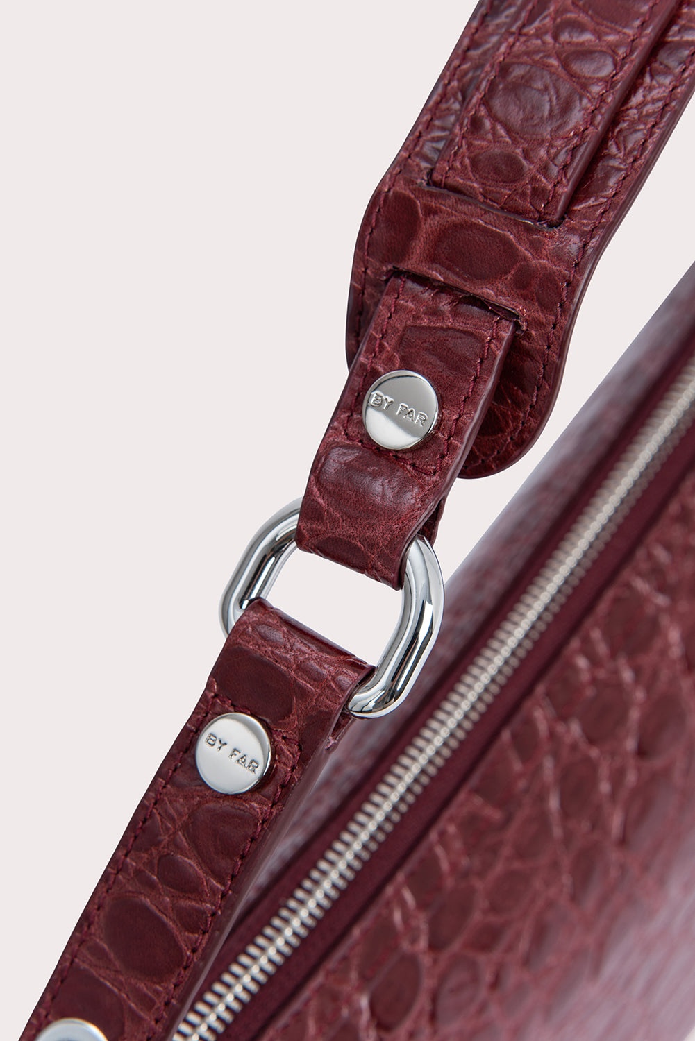Gib Wine Circular Croco Embossed Leather - 8