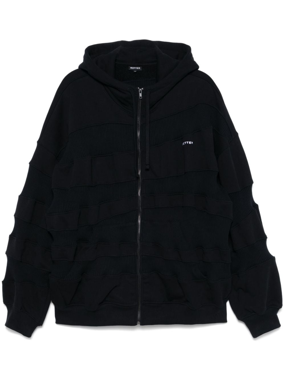 ribbed-panels hoodie - 1