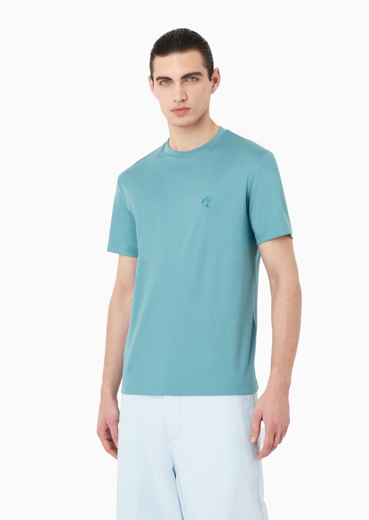 Cotton-interlock T-shirt with embroidered logo - 2