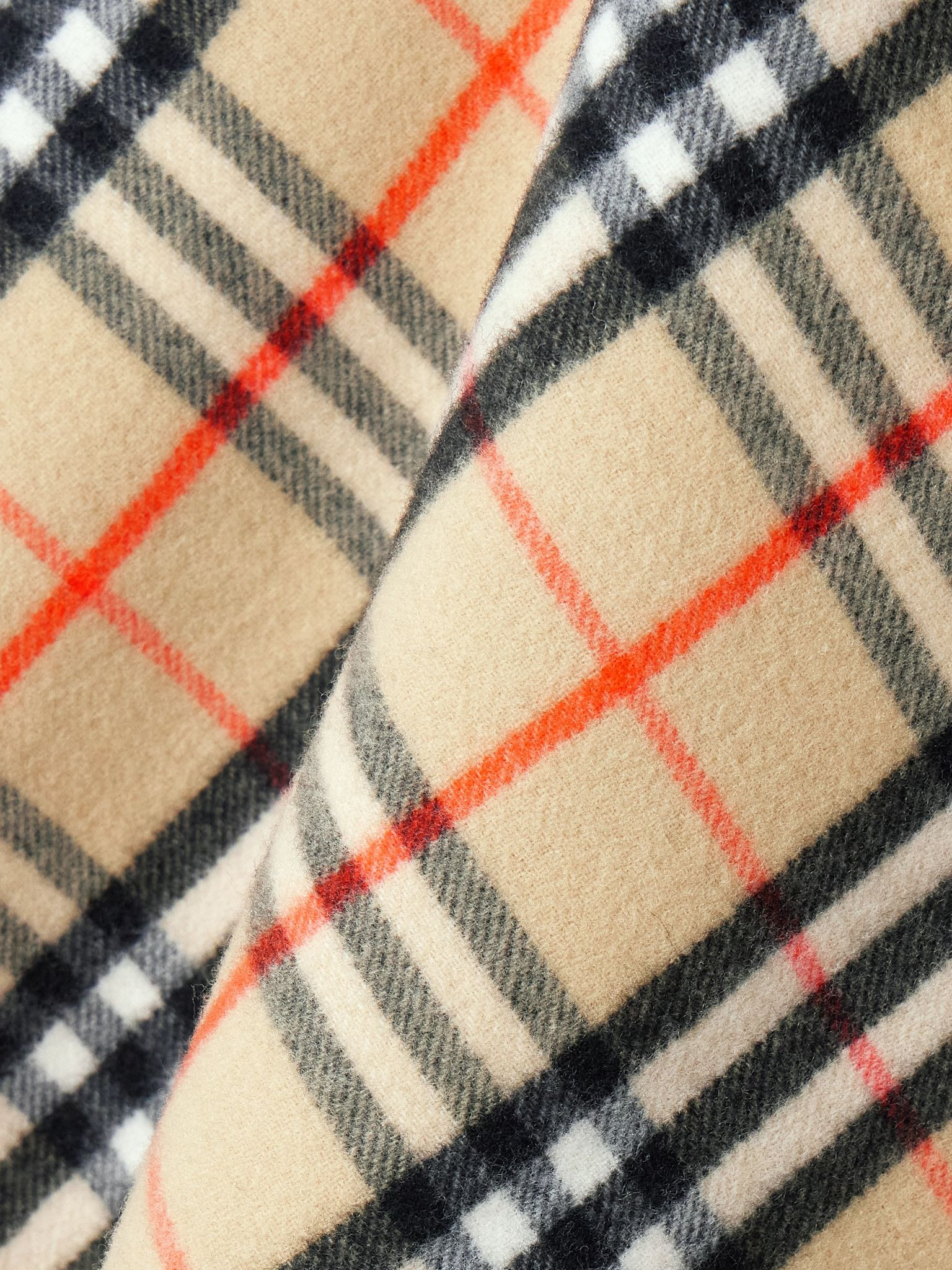 Fringed checked wool and cashmere-blend cape Sand - 3