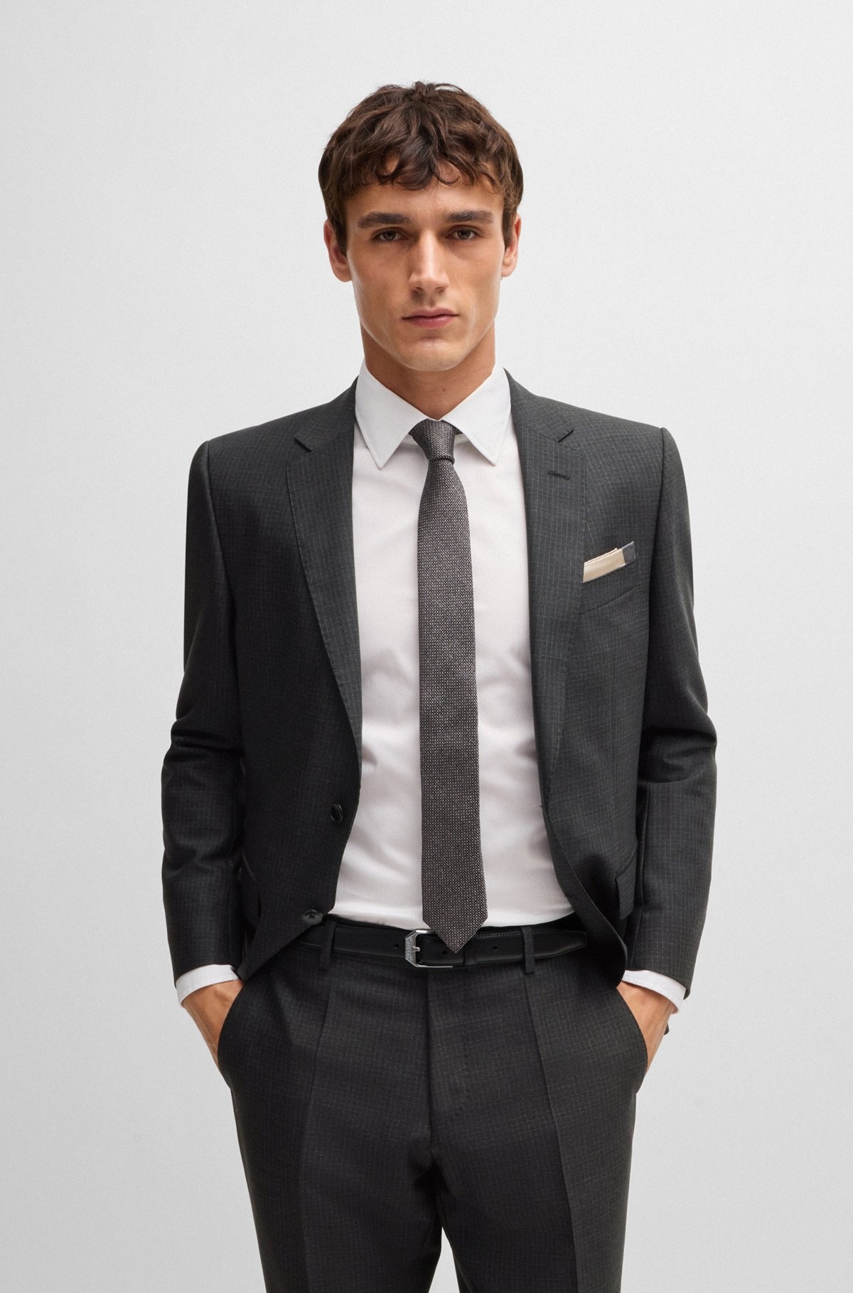 SLIM-FIT SUIT IN MICRO-PATTERNED WOOL - 2