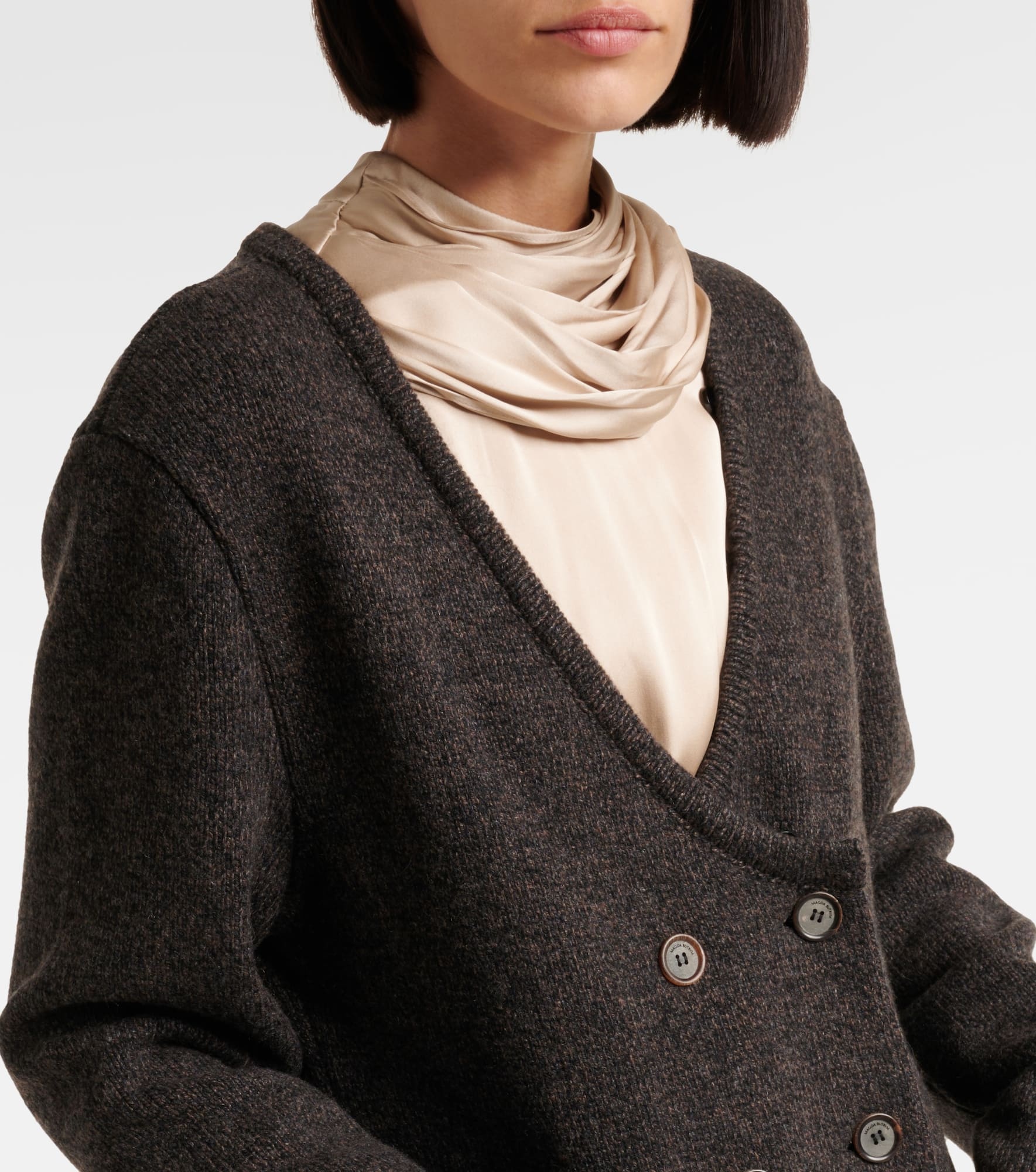 Shearling-trimmed cashmere coat - 7
