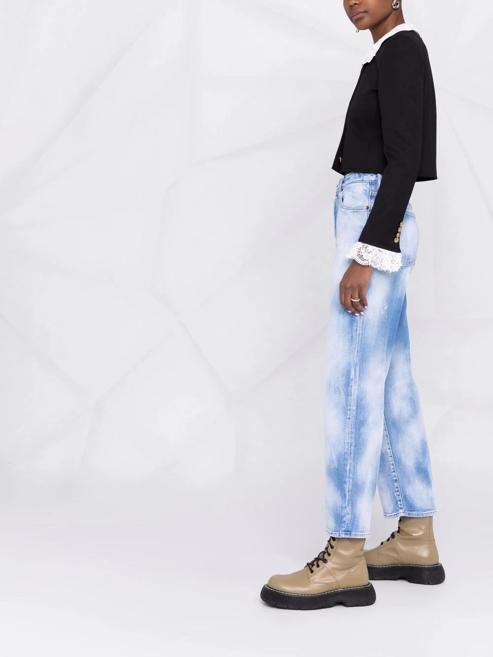 bleached effect straight-leg jeans - 4